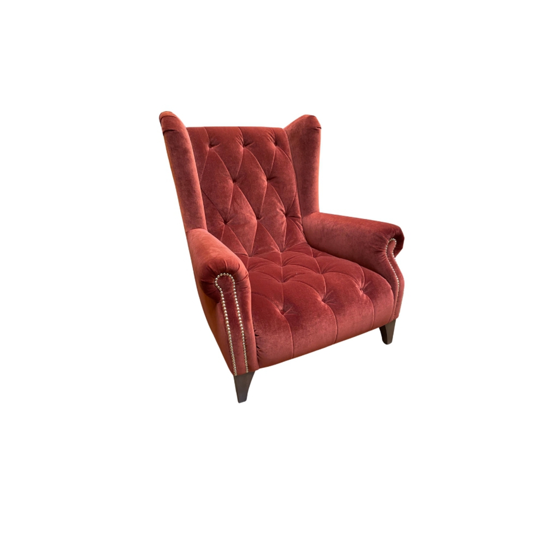 A&J Ossie Velvet Armchair - Biba Rust image 0
